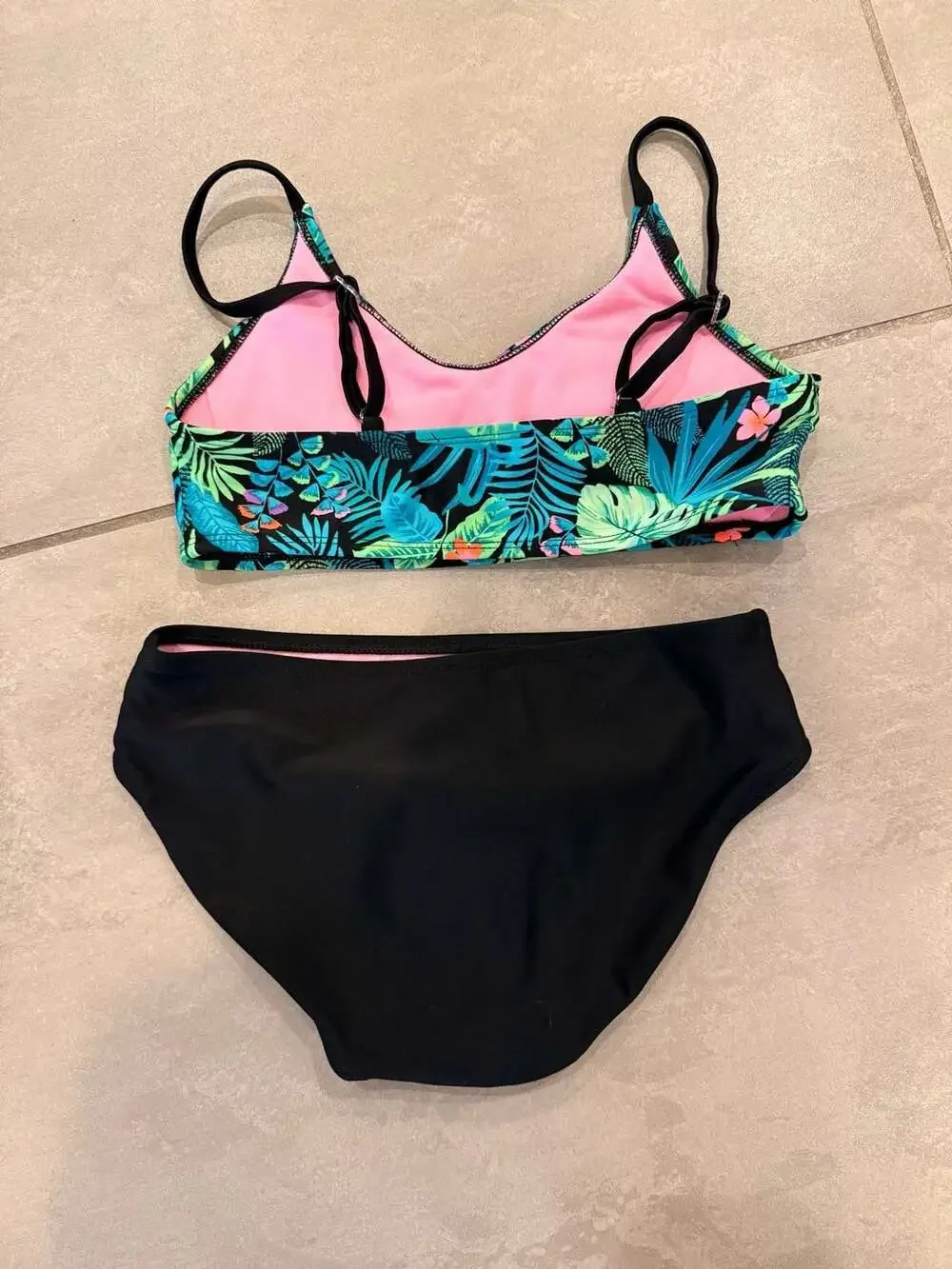 art class Girls Tropical Print Two-Piece Bikini Swimsuit Set Size XL (14)